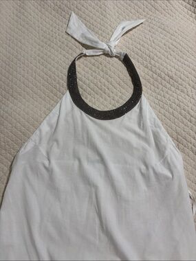 Brunello Cucinelli White Cotton Top with Logo Tag
